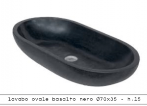 Ovale Basalto Nero 70x35 cm - hl. 15 cm
