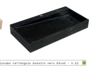 Rettangolo Basalto Nero 85x45 cm hl. 12 cm