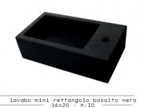 Mini Rettangolo Basalto Nero 36x20 cm - hl. 10 cm