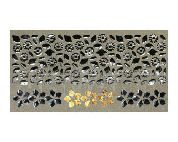 NATURAE MARGHERITE, Margherite Fantasia Pannello Stuccato e Corolle Mix Nero e Gold, 105x45cm