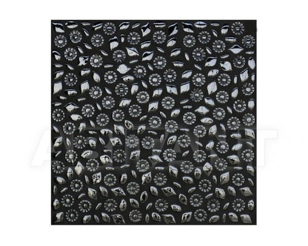 NATURAE FOGLIE, Margherite Fantasia Pannello Stuccato Mix Nero, 90x90cm