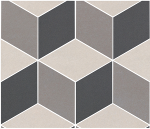 ELEMENTS  DESIGN  Mosaico Rombi Cold Black/Grey/Ivory   30,5x30,2cm Natural Rett. R9  hr. 9mm