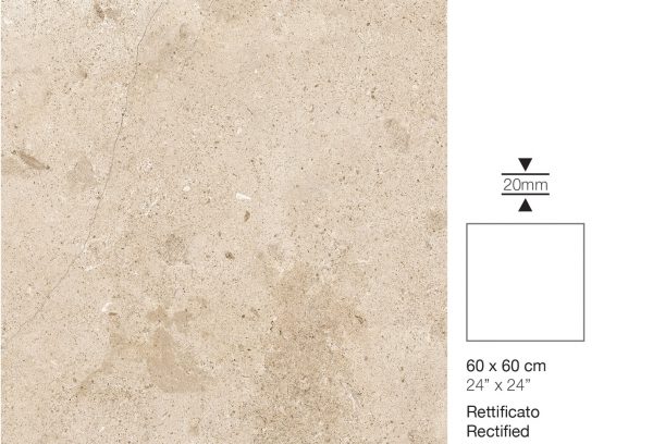 IMPERIAL  Beige Outdoor    60x60cm  Nat. Rett. hr. 20mm