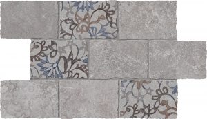 HERITAGE  Grey   Mosaico Major Florita Deco  30x45cm Nat.  hr. 9,5mm